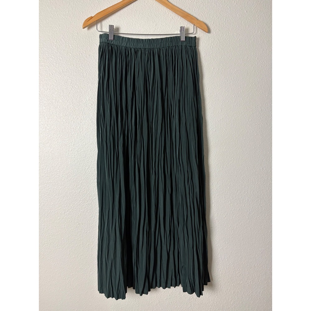 Willow Bend Pleated Maxi Skirt M Forest Green Crinkle Boho Vintage 90s Lagenlook